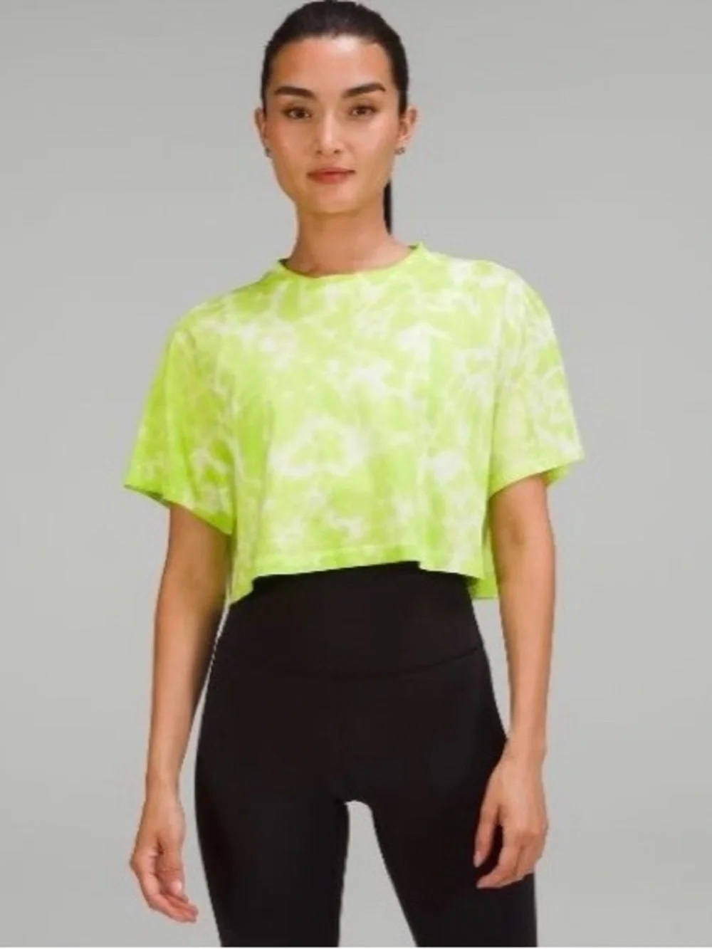 lululemon athletica Neon Lime All Yours cropped Tee size 6